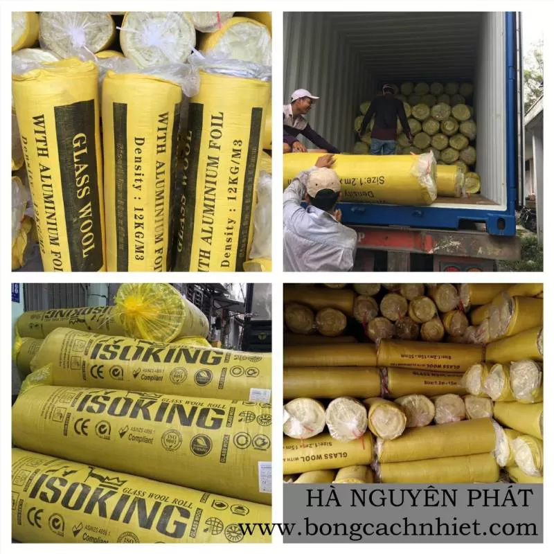 BÔNG THỦY TINH CÁCH NHIỆT DÀY 25MM TỶ TRỌNG 32KG/M3