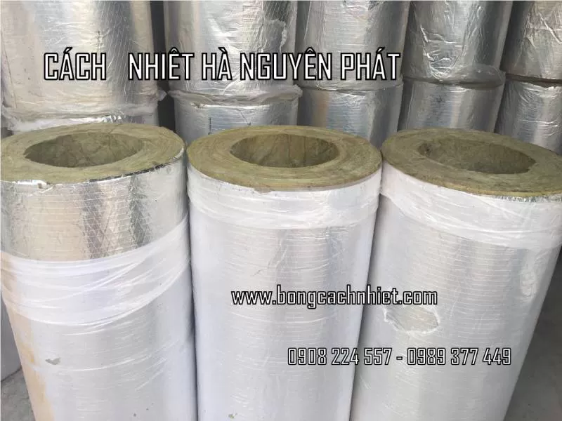 BẢO ÔN ỐNG ROCKWOOL DÀY 100MM CÓ BẠC