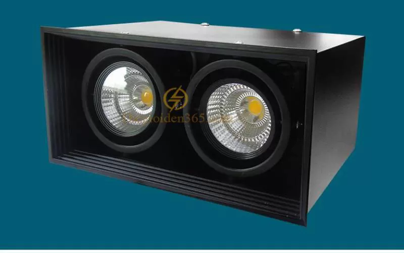 Đèn gắn trần hộp vuông đôi 2x12w chip Led COB (viền đen, vỏ đen) D200x100 HN-01V-2x12W 