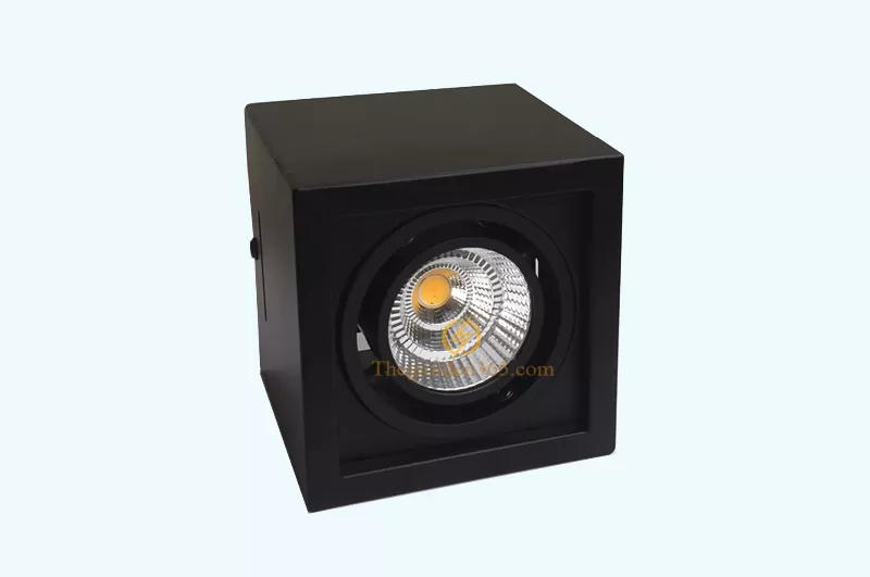 Đèn gắn trần hộp vuông đơn 12w chip Led COB (viền đen, vỏ đen) D100 HN-01V-12W