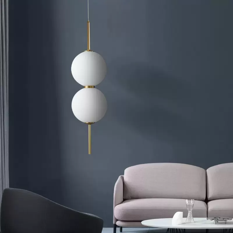Đèn thả đầu giường phòng ngủ thủy tinh bóng trắng đục cao cấp LED chiếu sáng trang trí phong cách tối giản Bắc Âu hiện đại D10cm TL-DT8013