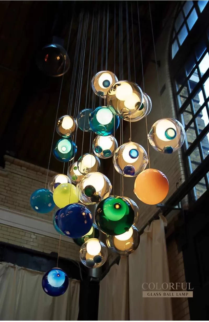 Đèn thả bong bóng thủy tinh nhiều màu LED G4 cao cấp chiếu sáng trang trí nhà hàng quán cafe shop thời trang phong cách Bắc Âu hiện đại TL-DTH1174