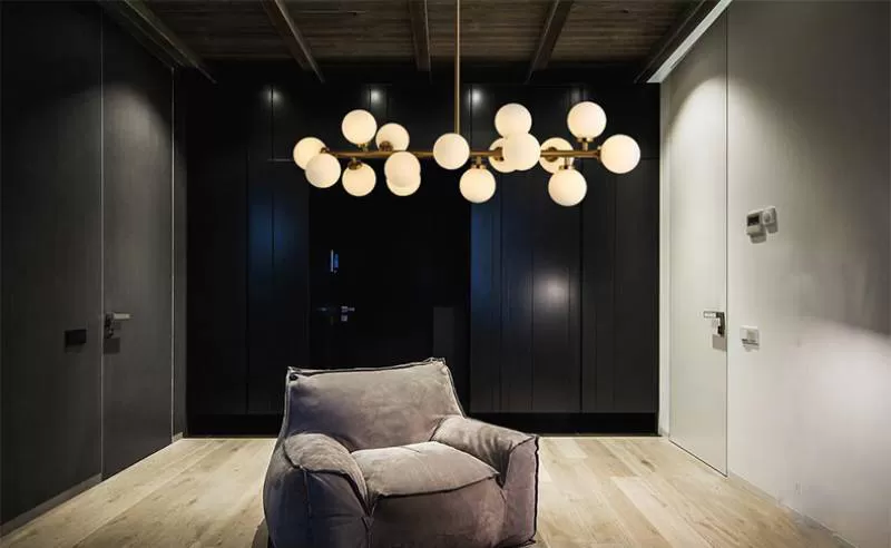 Đèn LED treo thả bàn ăn G4 16 bóng thủy tinh trắng đục cao cấp kiểu dáng đơn giản Bắc Âu Nordic trang trí chung cư căn hộ hiện đại TL-BA186