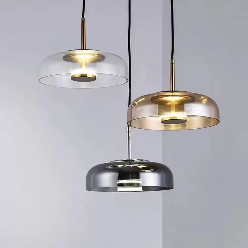 Đèn thả đầu giường phòng ngủ thủy tinh màu hổ phách cao cấp LED chiếu sáng trang trí phong cách Nordic Bắc Âu hiện đại TL-F170