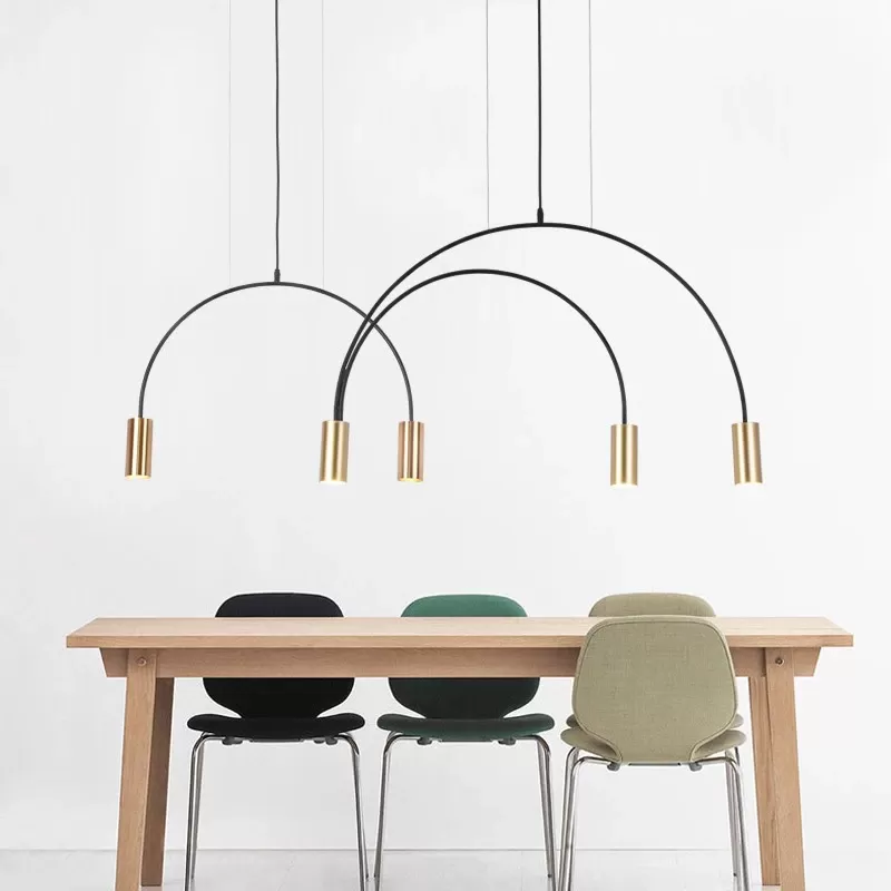 Đèn LED treo trần thả trang trí bàn ăn hiện đại tối giản Bắc Âu 5 bóng 6 bóng E27 vỏ GOLD cao cấp TL-BA40