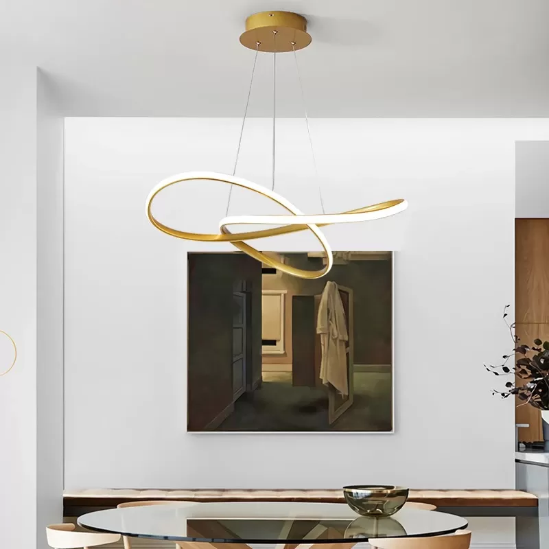 Đèn thả treo trần hiện đại vòng LED mạ đồng trang trí nội thất cao cấp TL-DT02