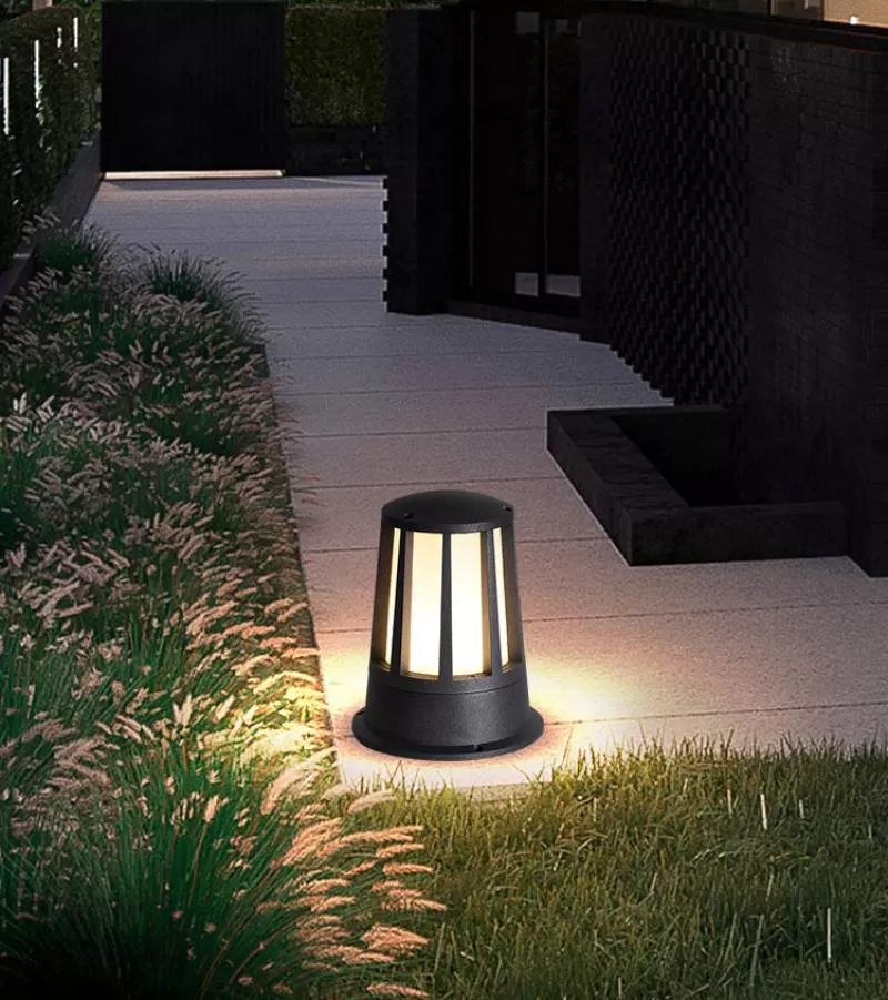Đèn cột cổng hàng rào lan can sân vườn hiện đại LED E27 chiếu sáng trang trí biệt thự công viên villages chống nước ip65 vỏ nhôm hình trụ cao cấp H235mm TL-DTR2054