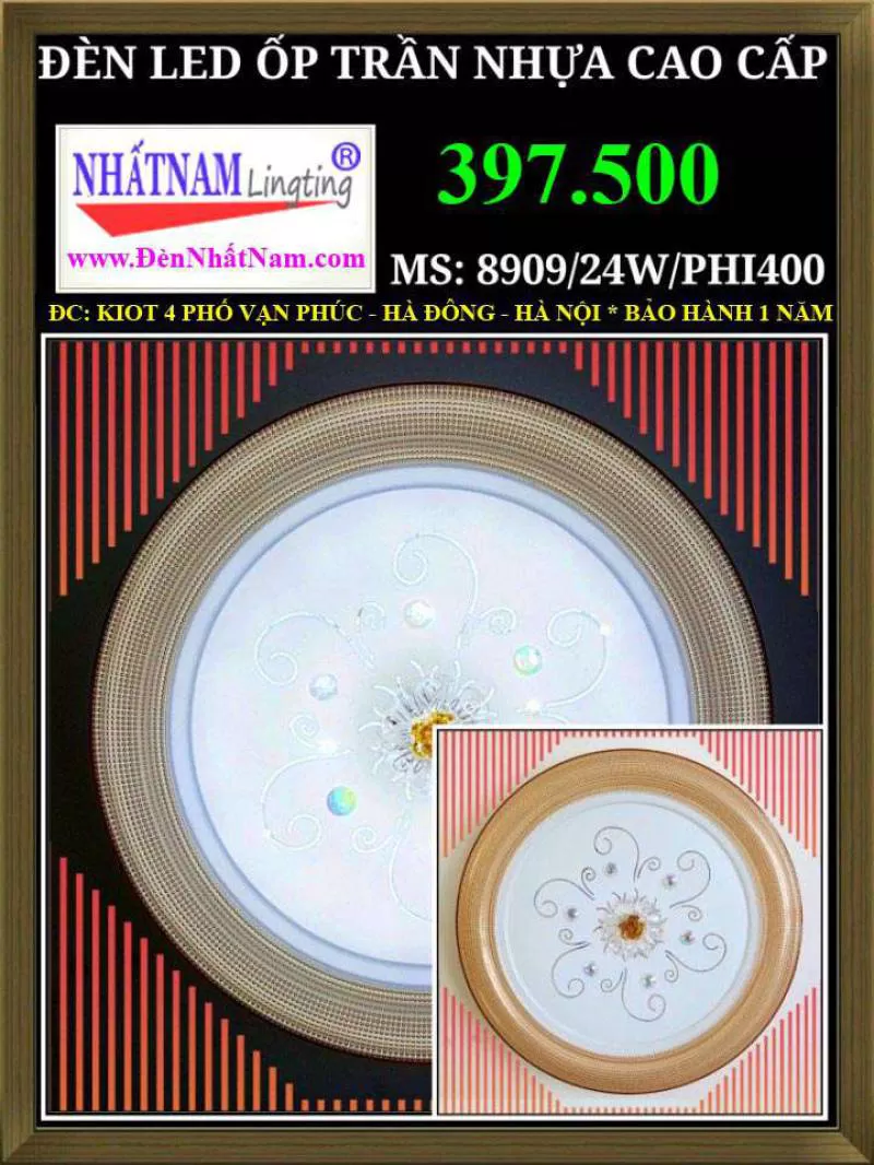 Đèn LED ốp trần nhựa 8909