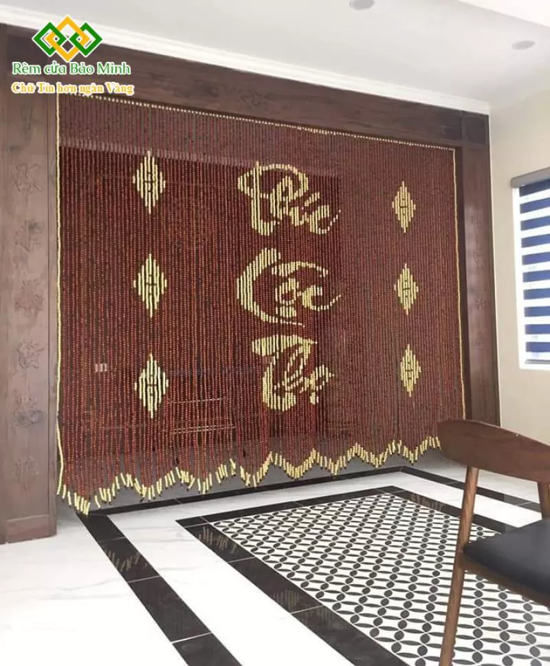 Mành Rèm Bàn Thờ Đẹp bằng hạt gỗ mã HGBM53