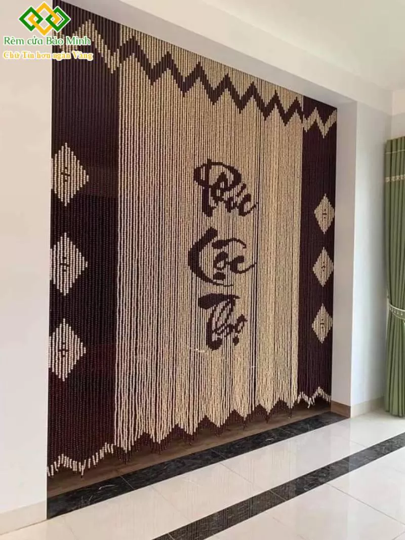 Rèm treo phòng thờ bằng hạt gỗ đẹp giá rẻ mã HGBM52