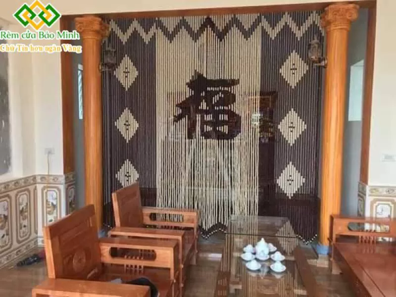 Rèm thờ đẹp bằng hạt gỗ mã HGBM68