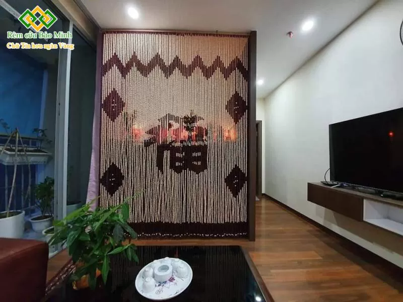 Mành che bàn thờ đẹp bằng hạt gỗ mã HGBM67