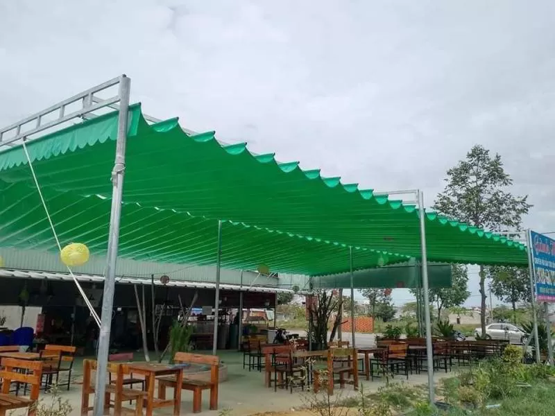 Bạt mái xếp lớp che nắng mưa mái kính mã BT09