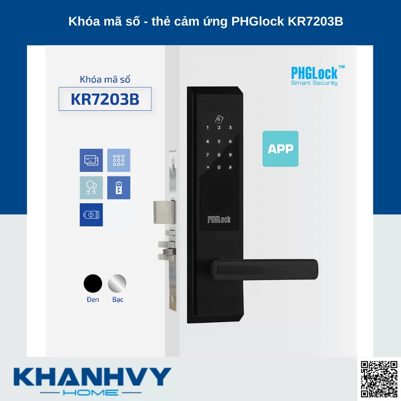 Khóa mã số - thẻ cảm ứng PHGlock KR7203B - R APP NEW 100 