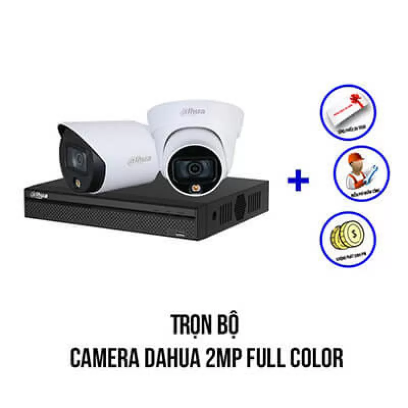 Lắp Đặt Trọn Bộ 2 Camera Dahua Full Color 2MP Giá Rẻ