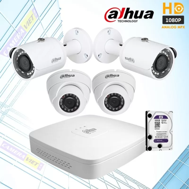 Lắp đặt trọn bộ 6 camera quan sát 2.0 mp dahua