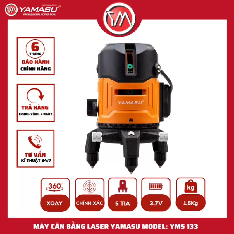MÁY CÂN BẰNG LASER SIÊU SÁNG 5 TIA XANH YAMASU YMS-133 TẶNG CHÂN LASER 1,2M