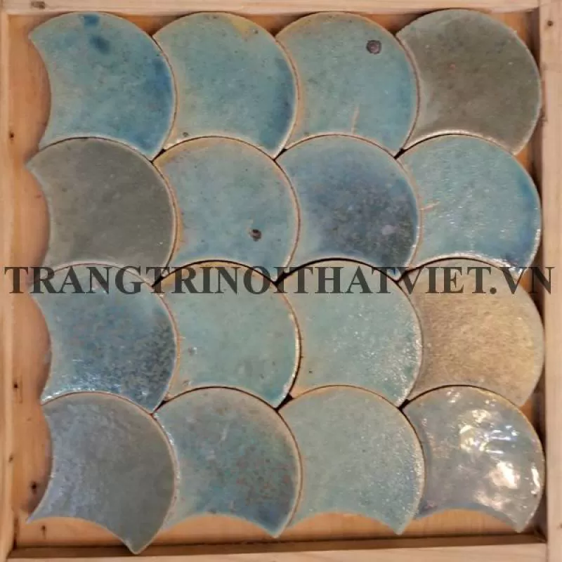 Gạch gốm nung Vẩy cá, xanh dương nhạt