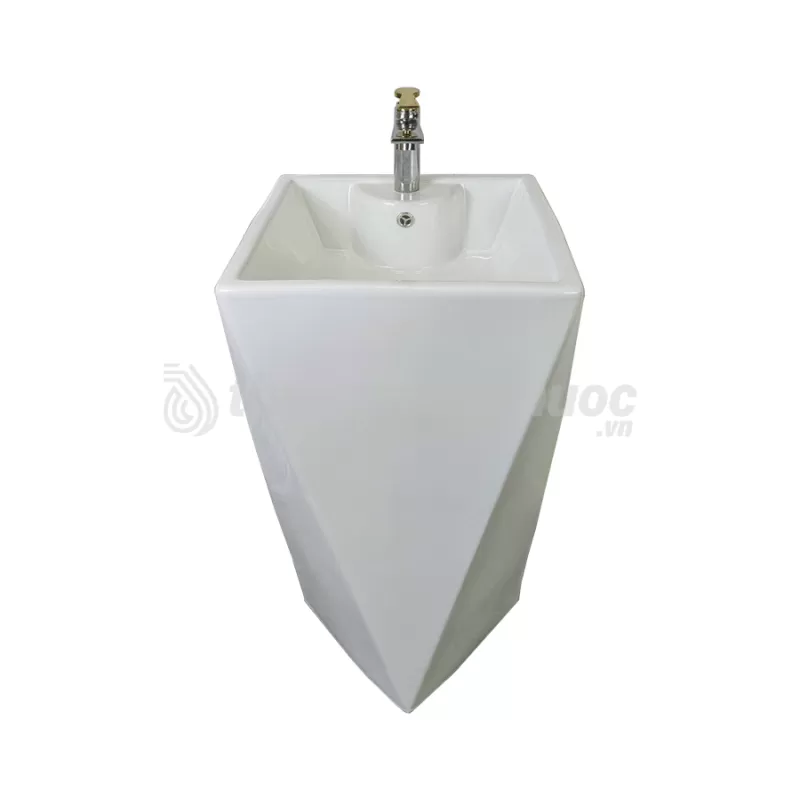 Lavabo Trụ Đứng Liền Khối Draco T2403S Chất Liệu Sứ Caremic Tráng Men Tuyết Cao Cấp Thiết Kế Vuông Kim Cương Tuổi Thọ Lên Tới 30 Năm
