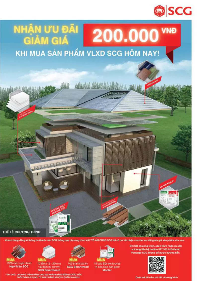NHẬN ƯU ĐÃI GIẢM GIÁ KHI MUA SẢN PHẨM VLXD SCG HÔM NAY