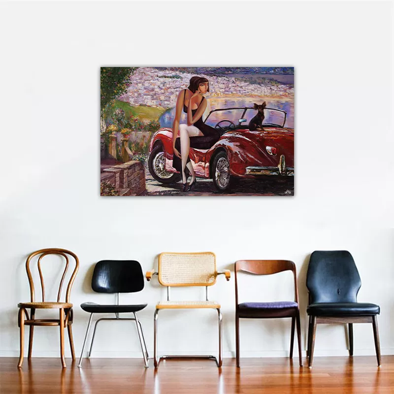 Tranh Canvas Girl On The Car Alila (60x90cm) 