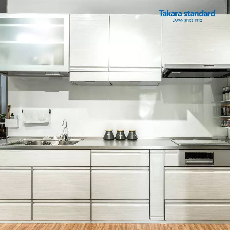 Hệ Tủ Bếp Treasia Chữ I Màu VBW - Showroom Takara standard