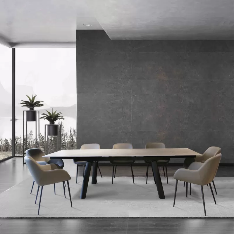 Tiết kiệm không gian tối ưu với bộ bàn ăn mở rộng mặt đá ceramic Vienna