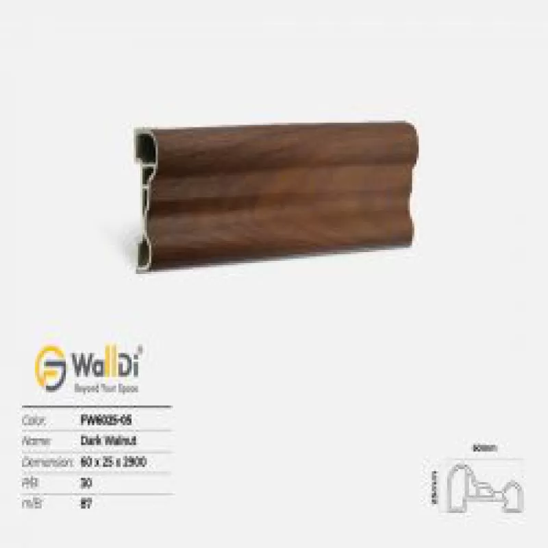 Phào chỉ lưng tường Walldi FW6025-05 - Dark Walnut - 25mm