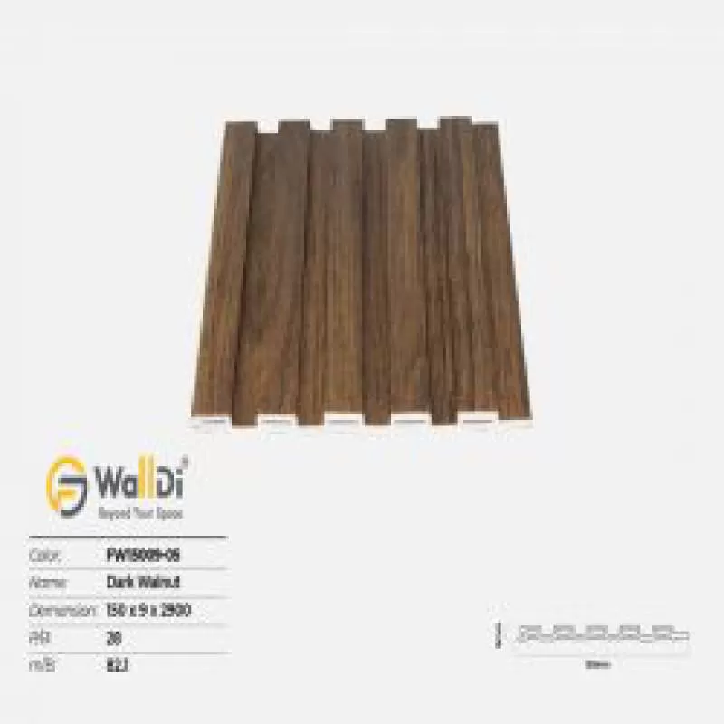 Lam nhựa 5 sóng Walldi FW15009-05 - Dark Walnut - 9mm