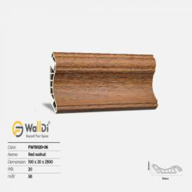 Phào cổ trần Walldi FW10020-06 - Red walnut - 20mm 