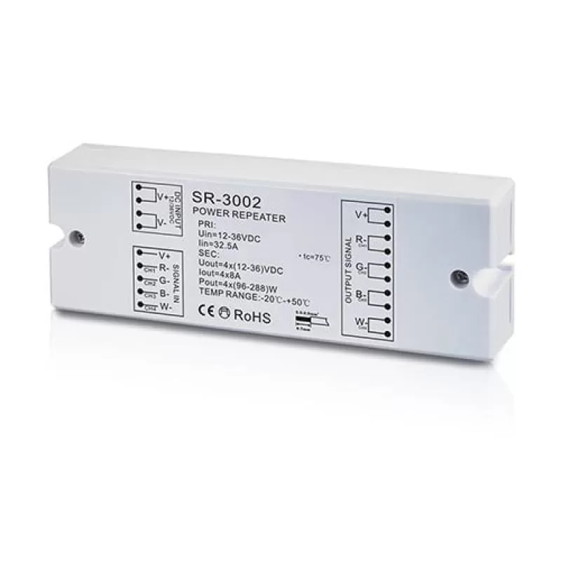 SR-3002: BỘ KHUẾCH ĐẠI TÍN HIỆU 4 KÊNH RGB/ 4 CHANNEL CONSTANT VOLTAGE POWER REPEATER