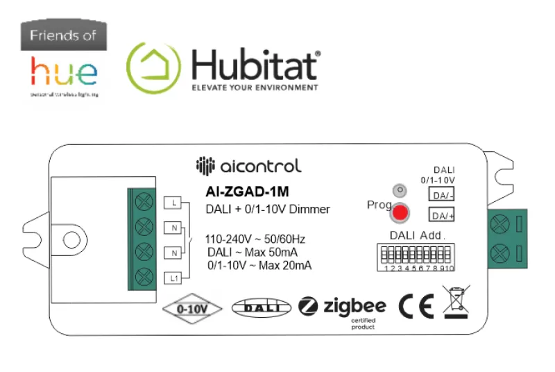 AICONTROL - AI-ZGAD-1M: BỘ ĐIỀU KHIỂN DIMMER TĂNG GIẢM CHIẾU SÁNG 0-10V/1-10V HOẶC DALI