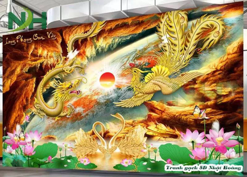 Top 10 mẫu tranh gạch 5D Rồng Phụng V1