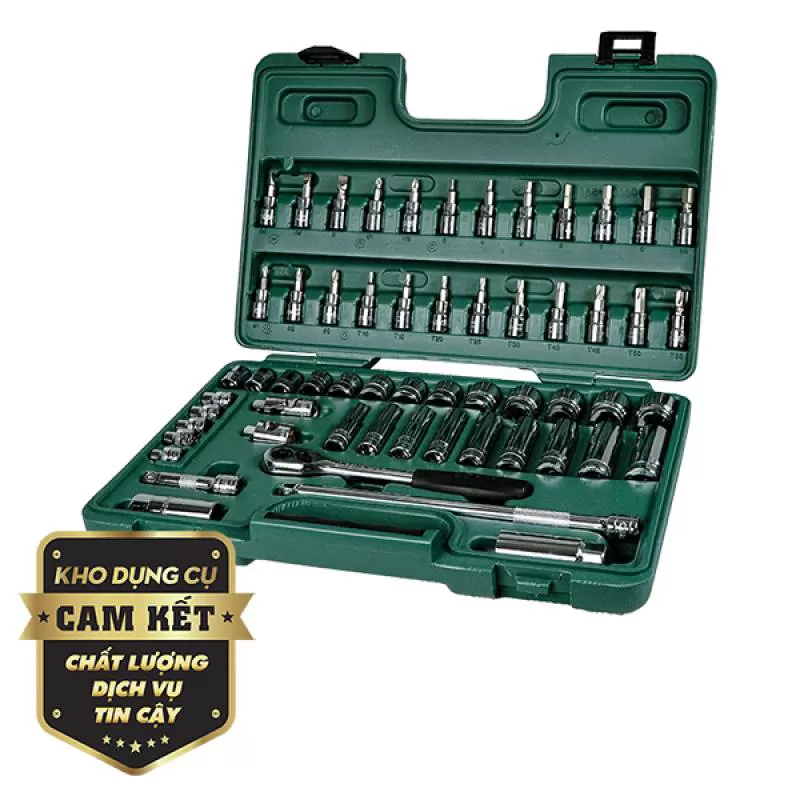 Bộ đầu tuýp 58 chi tiết 3/8in, hệ mét Sata 09004 