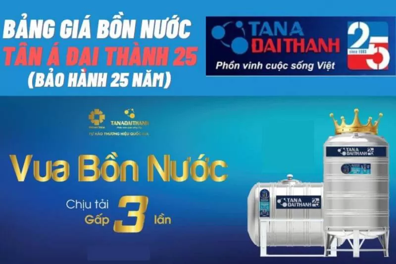Bảng Giá Bồn Nước Tân Á Đại Thành 25 Tháng 9/2023✅Rẻ Nhất