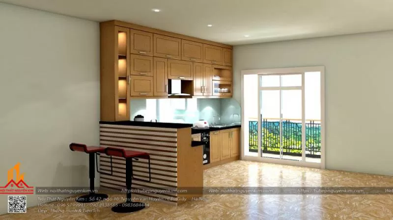Tủ bếp gỗ Dổi- TBD01