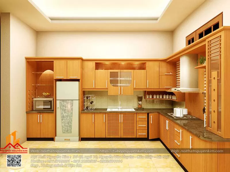Tủ bếp gỗ Dổi-TBD02