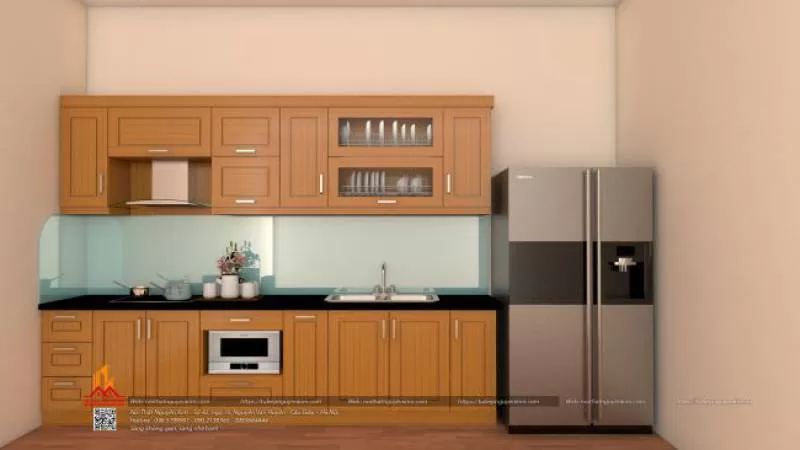 Tủ bếp gỗ Dổi-TBD03