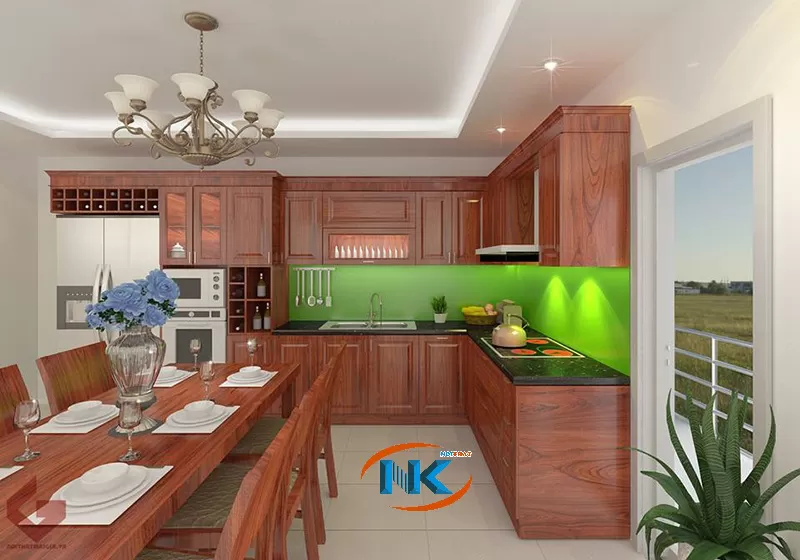 Tủ bếp gỗ xoan đào – TBXD01