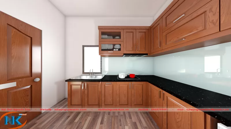 Tủ bếp gỗ xoan đào – TBXD19