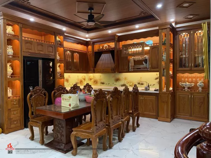 Tủ bếp gỗ gõ đỏ -TBGD01