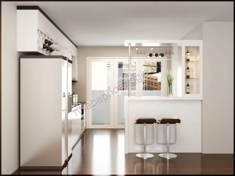 TỦ BẾP GỖ VENEER HAGL SƠN MÀU 19