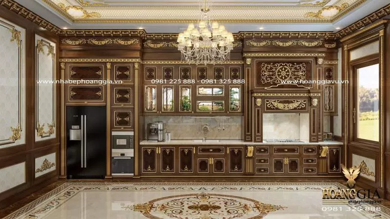 Rung động trước mẫu tủ bếp hoàng gia cổ điển đẳng cấp