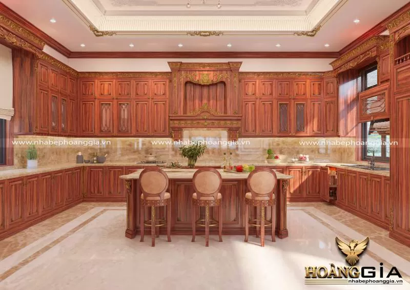 Mẫu phòng bếp Hoàng Gia TBHG 14 đẹp lung linh cho nhà biệt thự