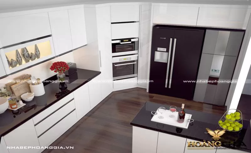 Tủ bếp hiện đại bằng gỗ công nghiệp Acrylic