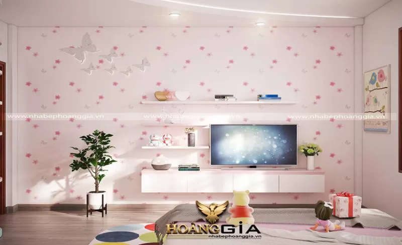 Phòng ngủ gam màu hồng hiện đại cho bé gái vô cùng đáng yêu