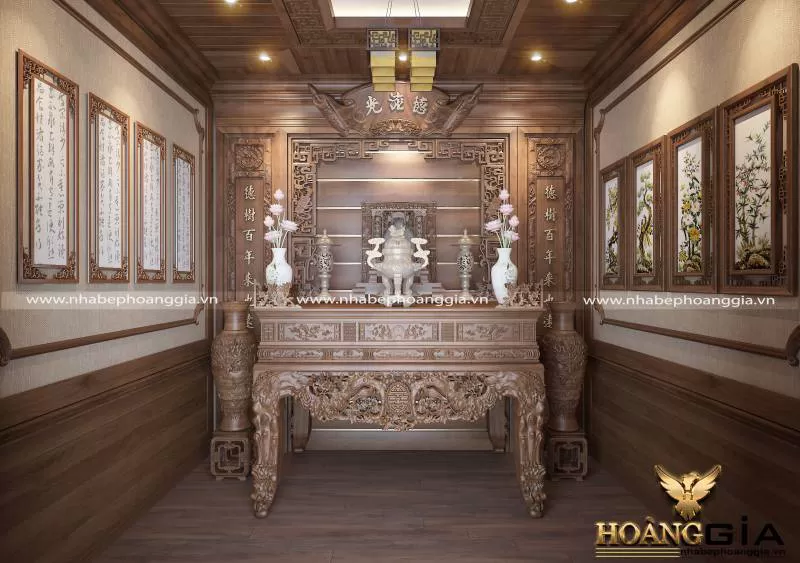 Mẫu thiết kế phòng thờ đầy trang nghiêm và sang trọng