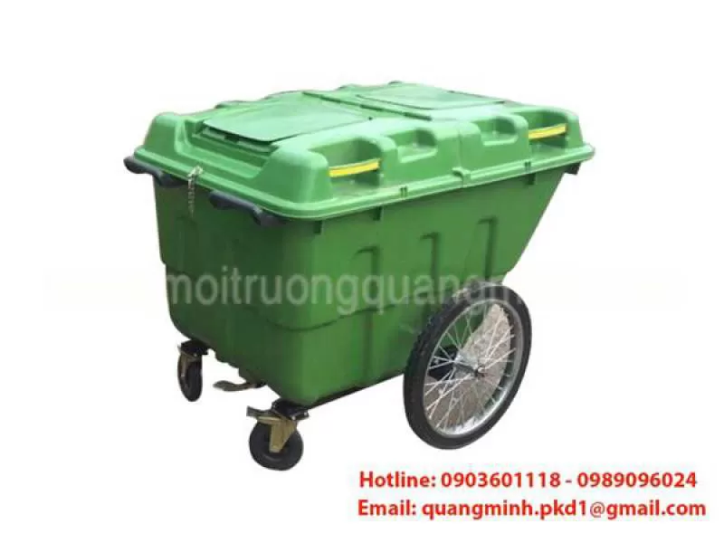 Thùng rác nhựa có nắp đậy 400 lít