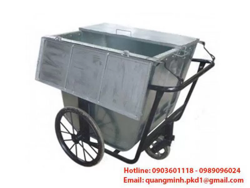 Xe gom rác 400L có nắp đậy