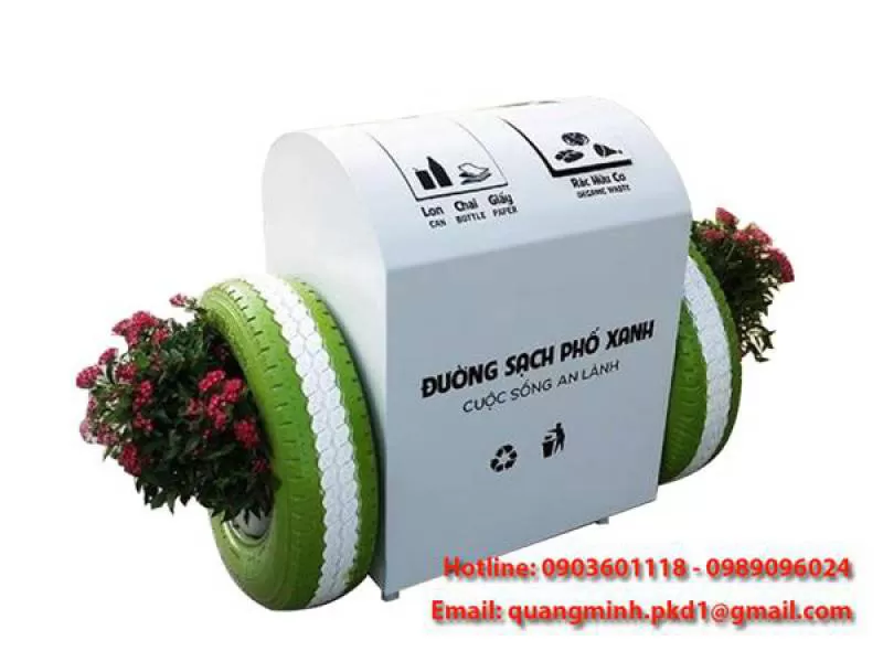 Thùng rác đôi ngoài trời QM02